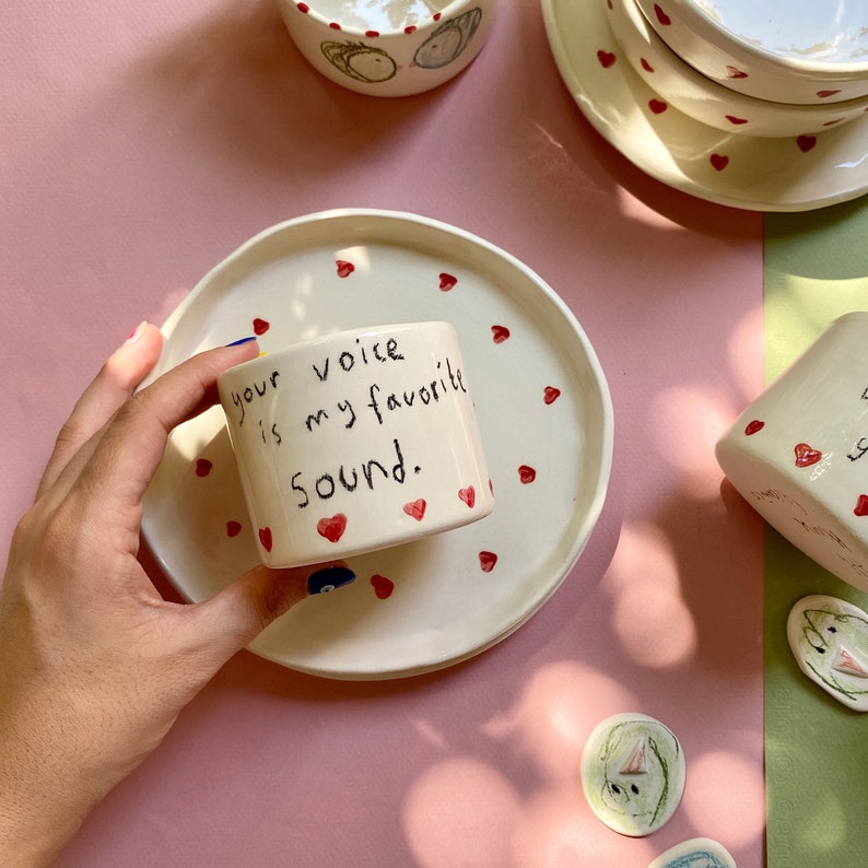 Handmade ceramic heart mug