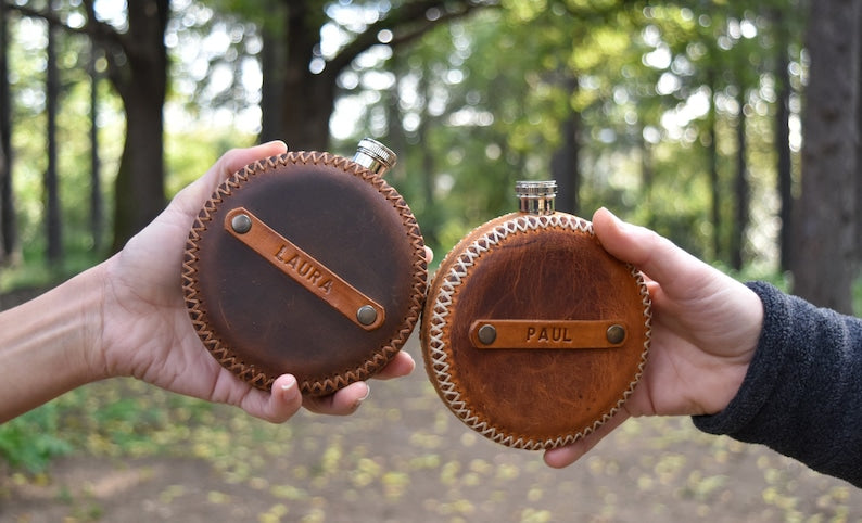 Personalized Leather Hip Flask