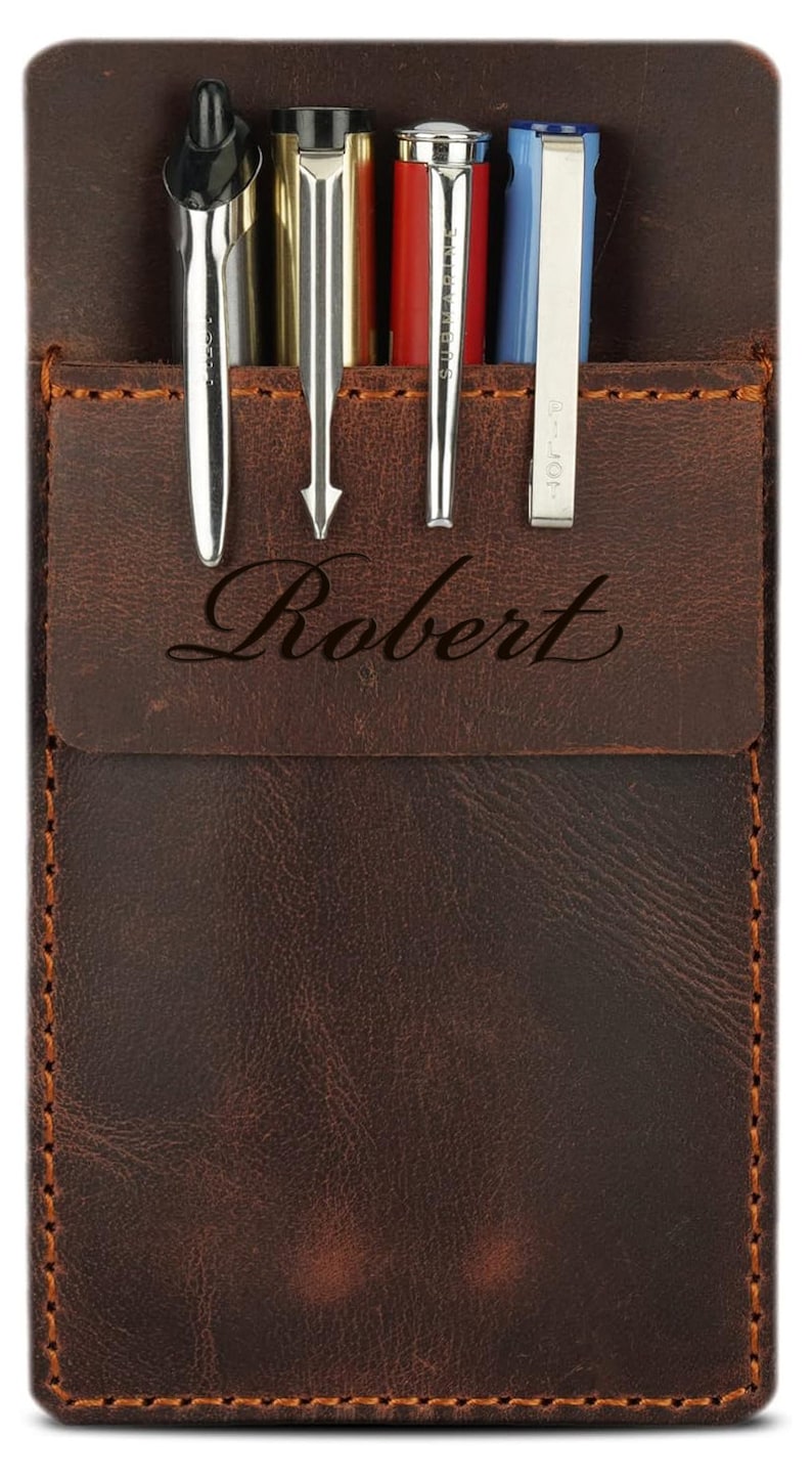 Personalized LEATHER POCKET PROTECTOR Pen