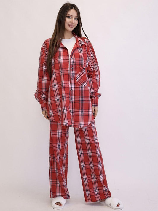 Flannel Pajama Set - Women's Cotton Sleeping Set