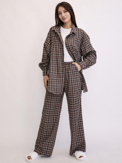 Flannel Pajama Set - Women's Cotton Sleeping Set