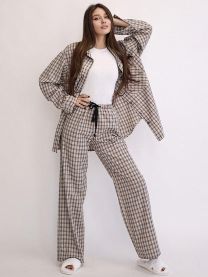 Flannel Pajama Set - Women's Cotton Sleeping Set