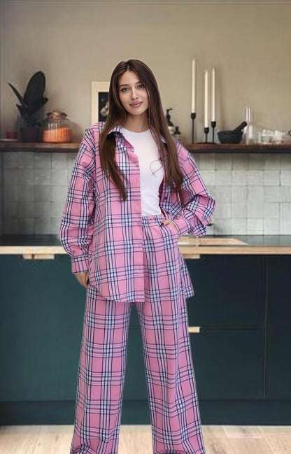 Flannel Pajama Set - Women's Cotton Sleeping Set